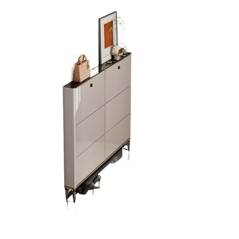 Ultra-thin shoe cabinet, small and narrow indoor 17cm at the door of the home, with lock tipping bucket shoe cabinet