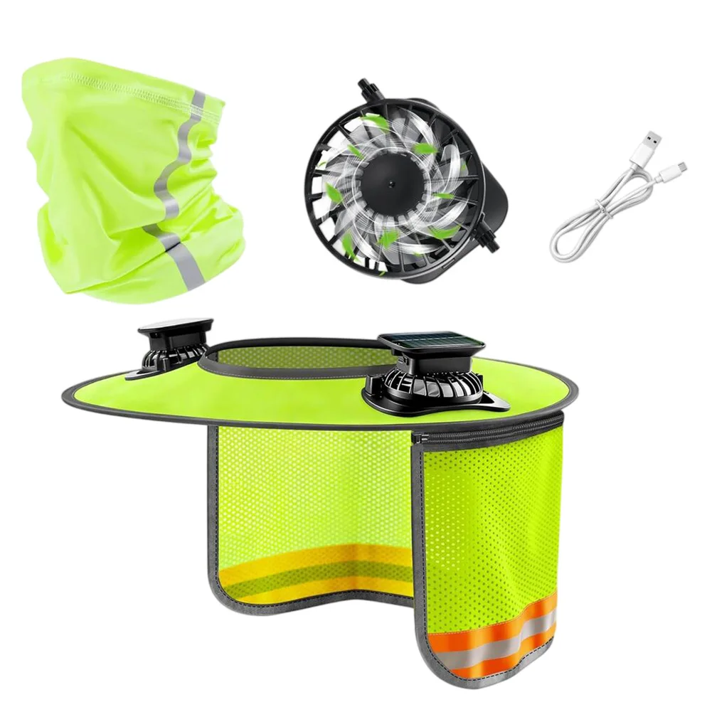 Sun Hard Hat Neck Protection High Visibility Full Brim Mesh Sun Protection With Solar Fans For Construction Helmet Hard Hat