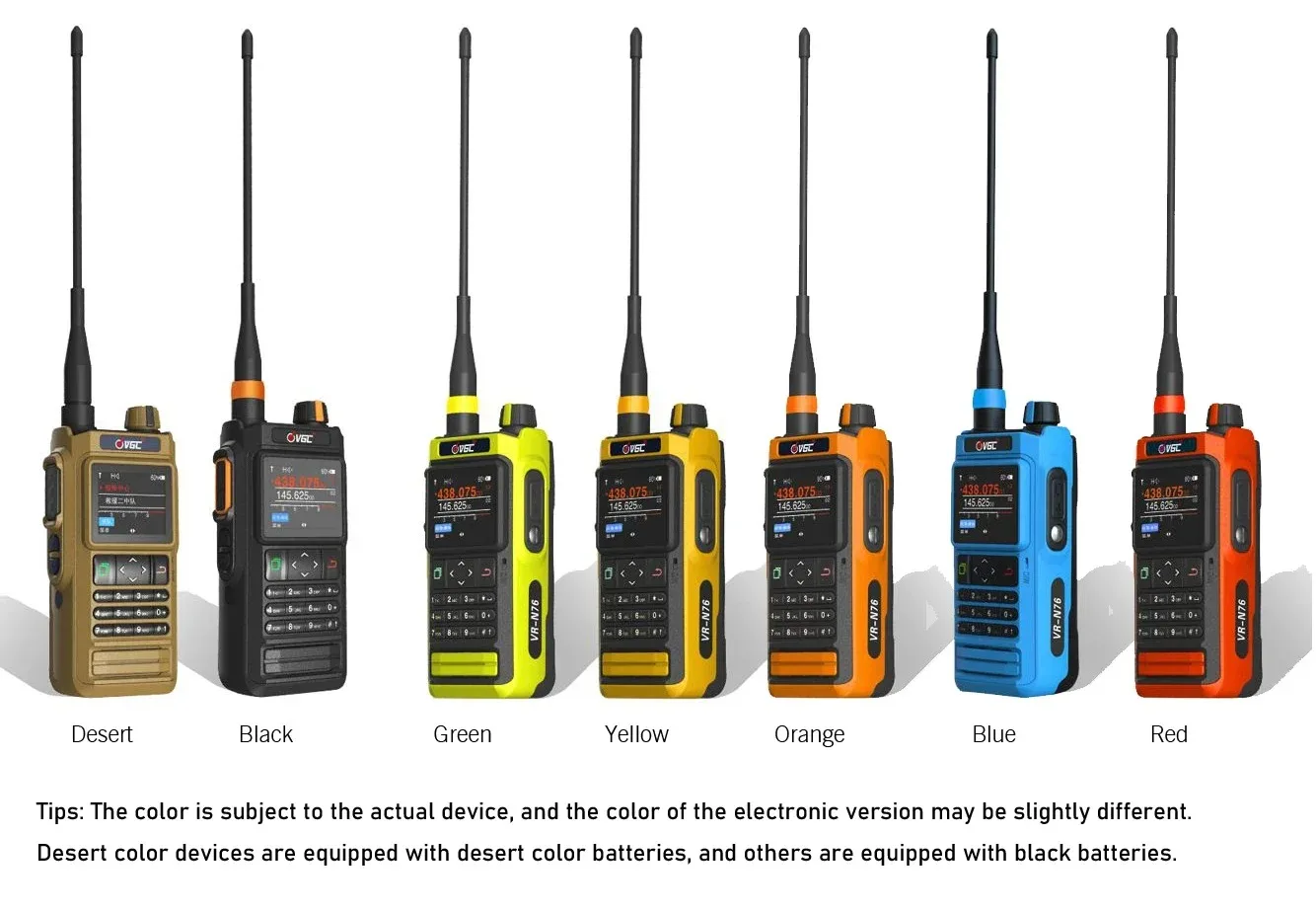 VR-N76 Walkie Talkie VHF/UHF 136-174/400-470 With GPS Positioning IP67 Waterproof Bluetooth APRS Function Ham Two Way Radio