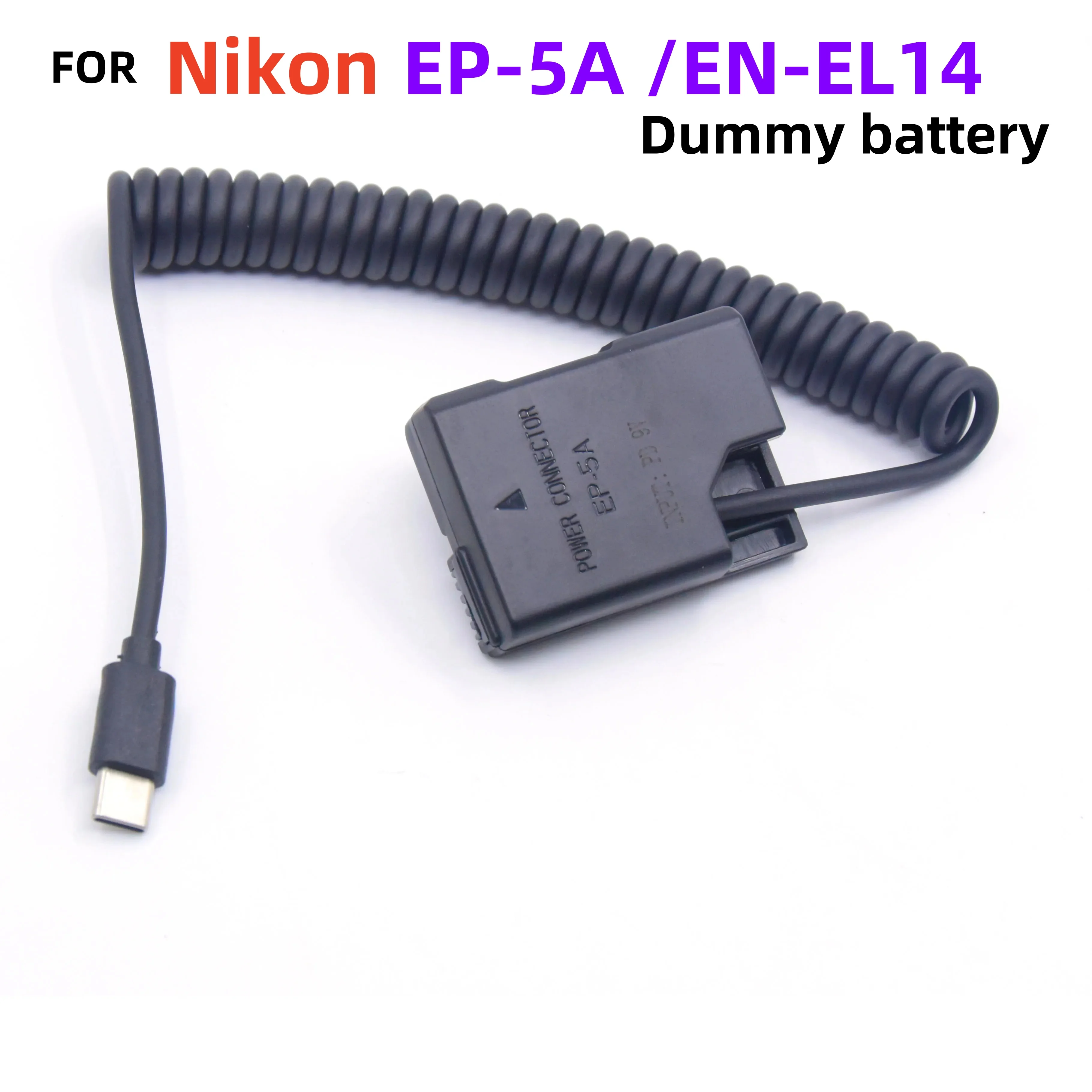 

EN-EL14 Dummy Battery EP-5A DC Coupler PD Type C Adapter Cable For Nikon D3400 D3500 D5300 D5500 D5600 P7100 P7700 P7800 Camera