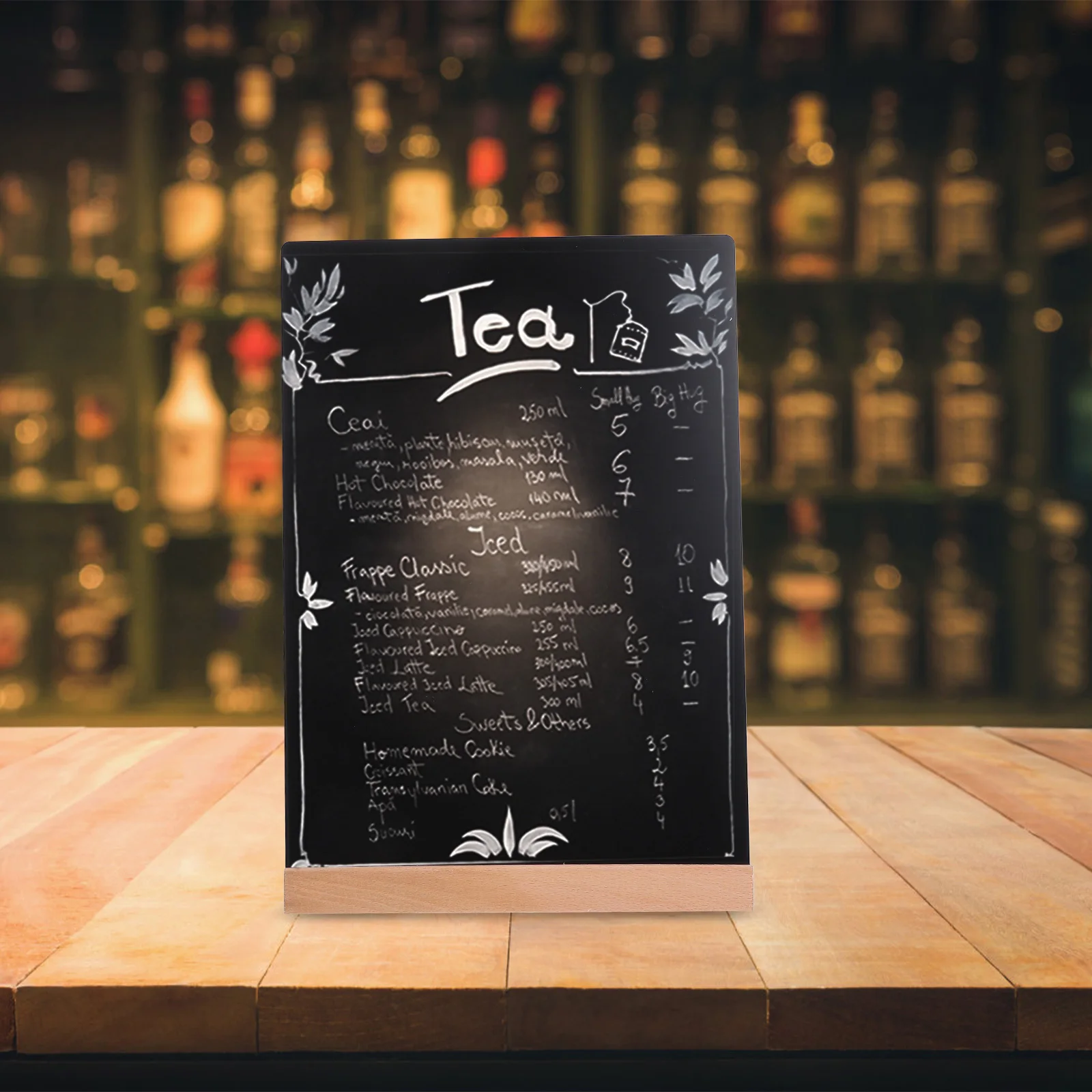 

1 set Hand-Drawn Small Chalkboard Standing Desktop Display Sign Multi-Functional Erasable Menu Board For Cafe Wedding Restaurant