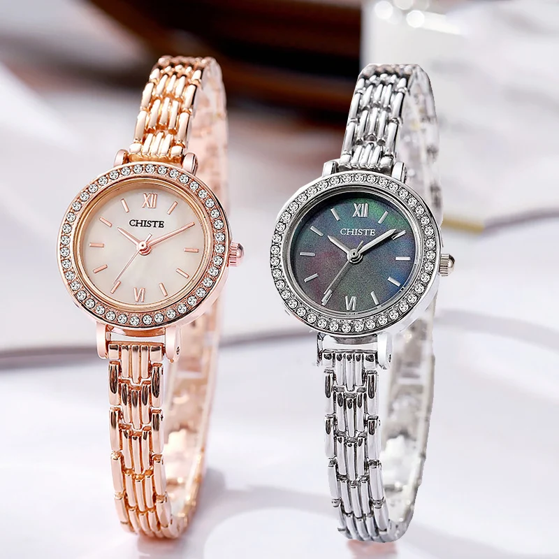

Fashion Women's Bracelet Watch Luxury Diamond Studded Dial Women Wristwatch Simple Round Quartz Watches Dropshipping