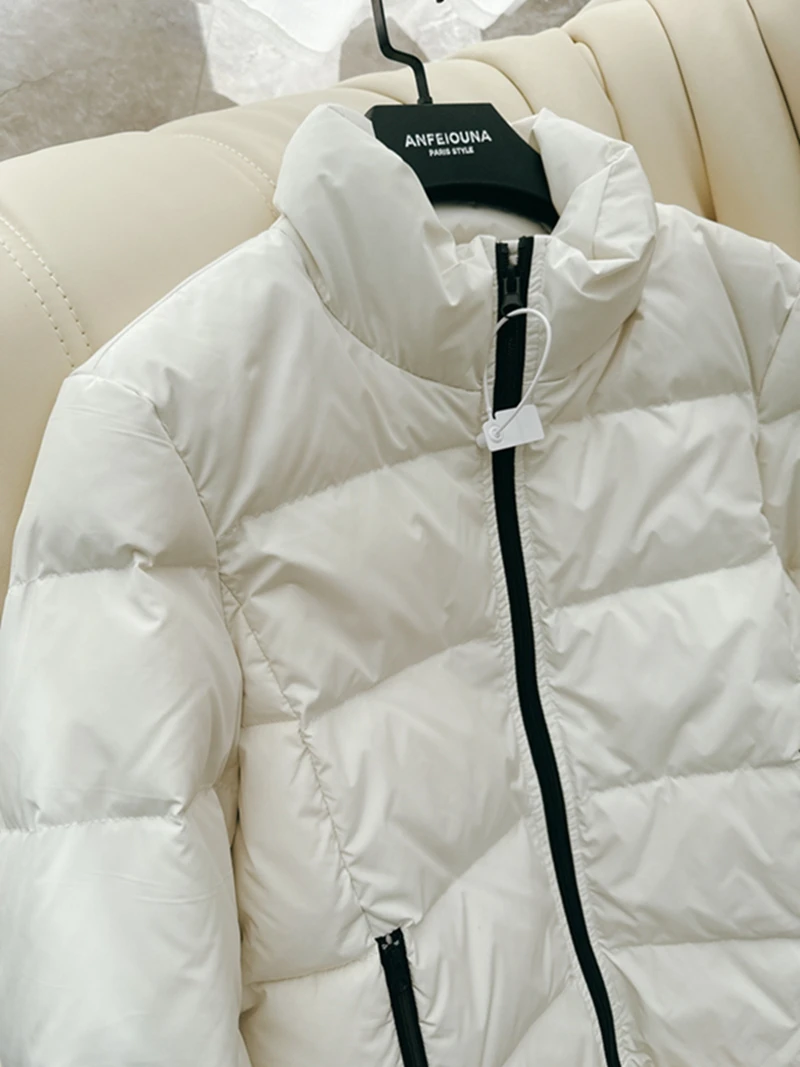 Hiver nouveau Sle coupe ajustée blanc Du vers le bas Jaet col montant 90 blanc Du plume chaleur Polyester Fiber dames manteau