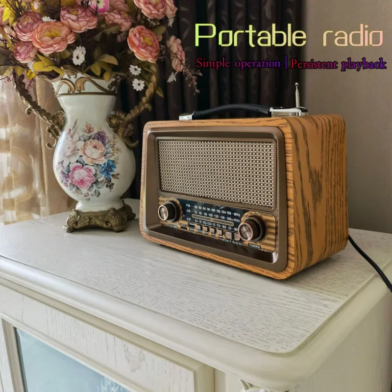 Nostalgic Retro Radio Bluetooth Speaker Mobile Phone Wireless Card Subwoofer Home Outdoor Three-stage Radio AM Medium Wave Audio