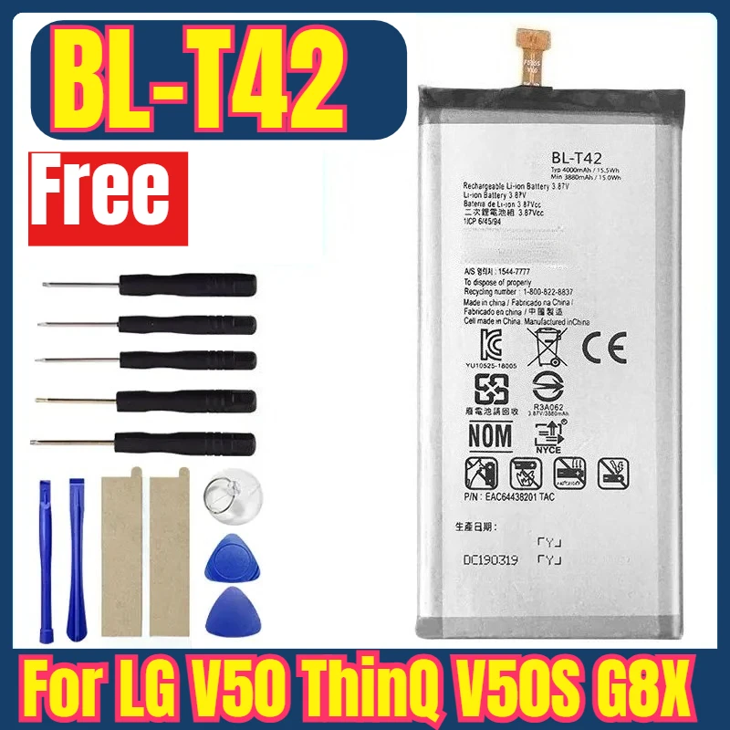

BL-T42 3880mAH Mobile Phone Batteries for LG V50 ThinQ V50S G8X BLT42 + Tool