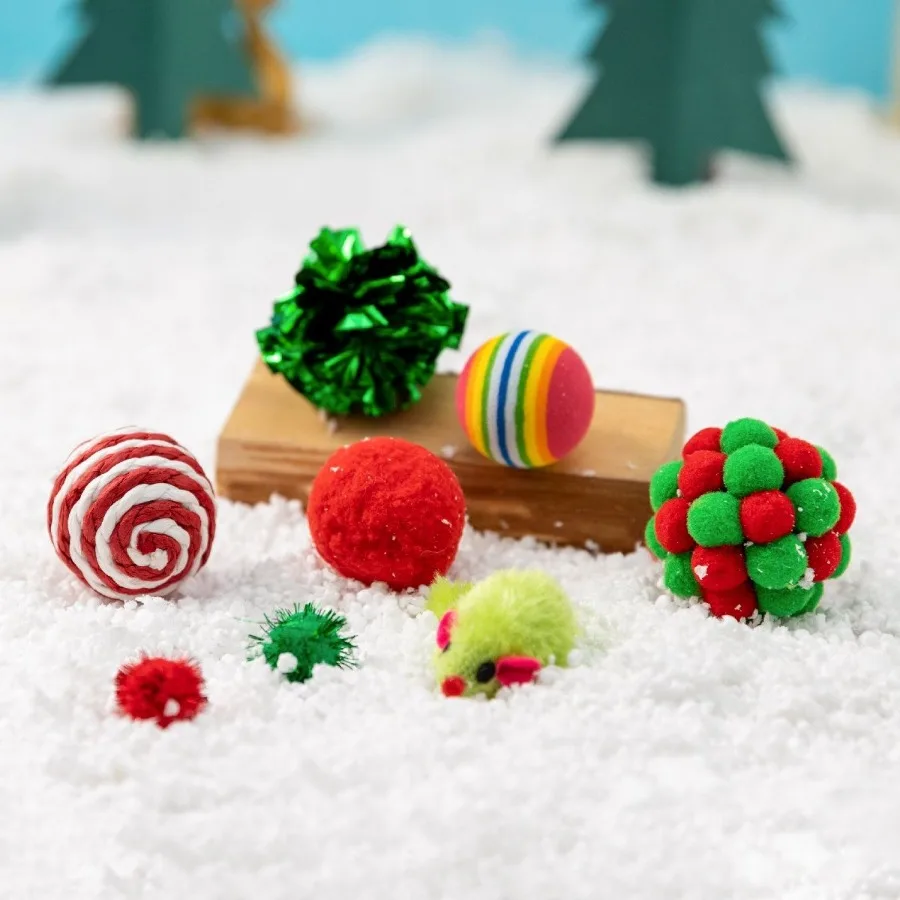 

8pcs Cat Christmas Gift Set Chew Toys For Cat Dog Interactive Play