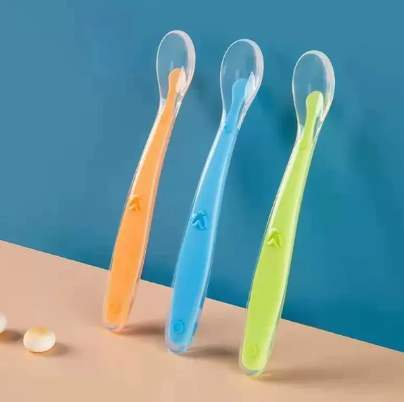 Baby Silicone Spoon Learning Spoon Set Stars Tableware Kids Soft Silicone Feeding Spoon Training Baby Reborn Silicone