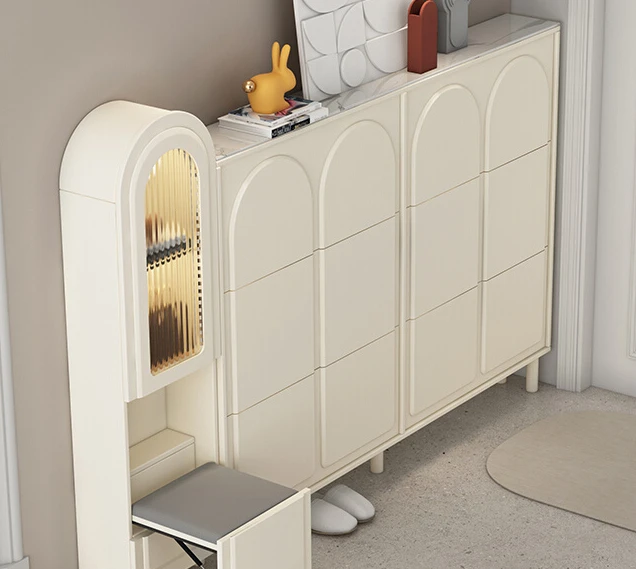 Ultra thin flip bucket shoe cabinet with 24cm wide capacity at home entrance