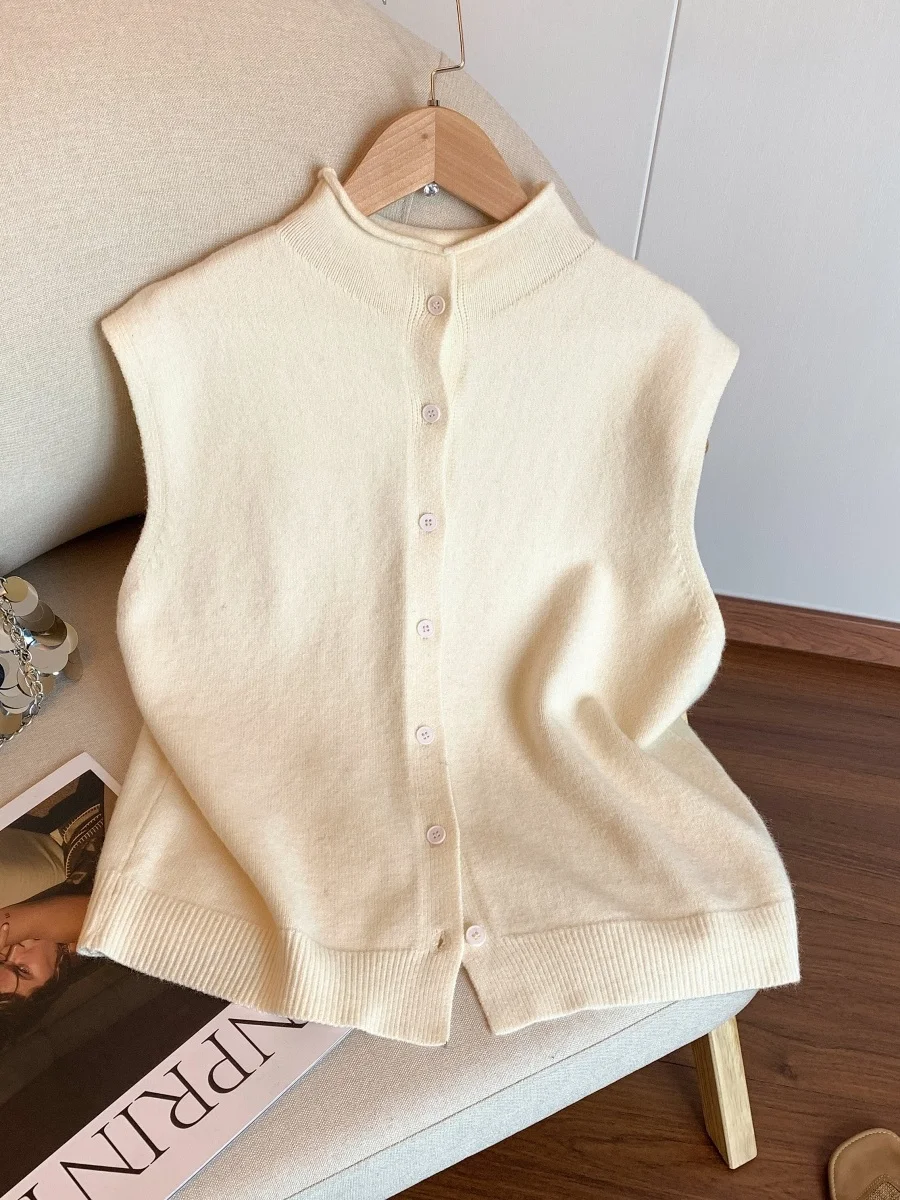 

Жилет женский вязаный Sli Early Autumn, верхняя одежда, с воротником-стойкой, милый топ, китайский бренд, модный цвет