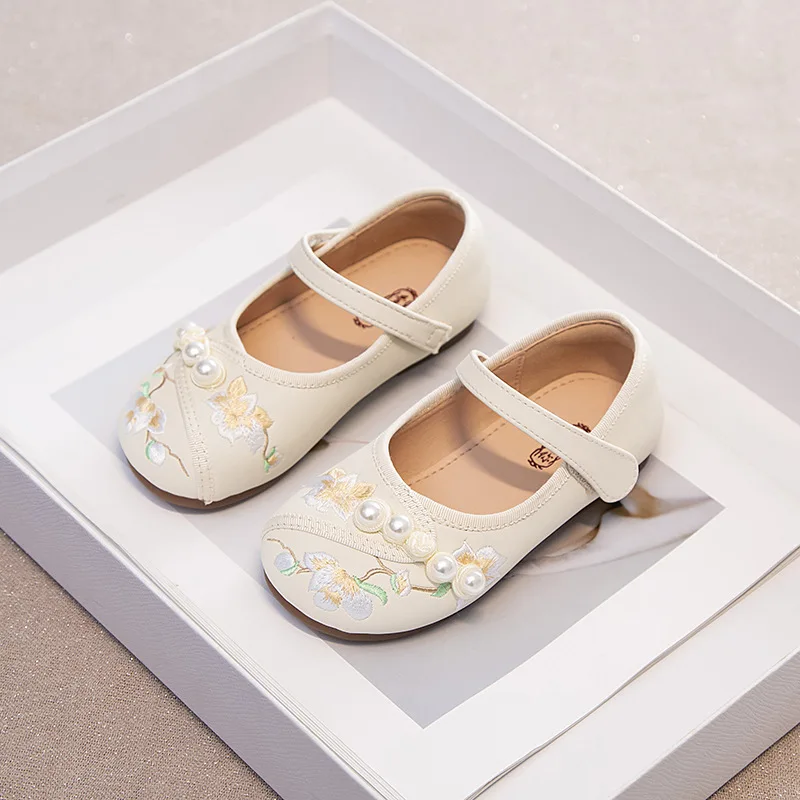 

Новая детская обувь принцессы на плоской подошве для девочек, черные лоферы Мэри Джейн, кроссовки, детская обувь для вечеринок, модные кожаные туфли с жемчугом, 6-летние