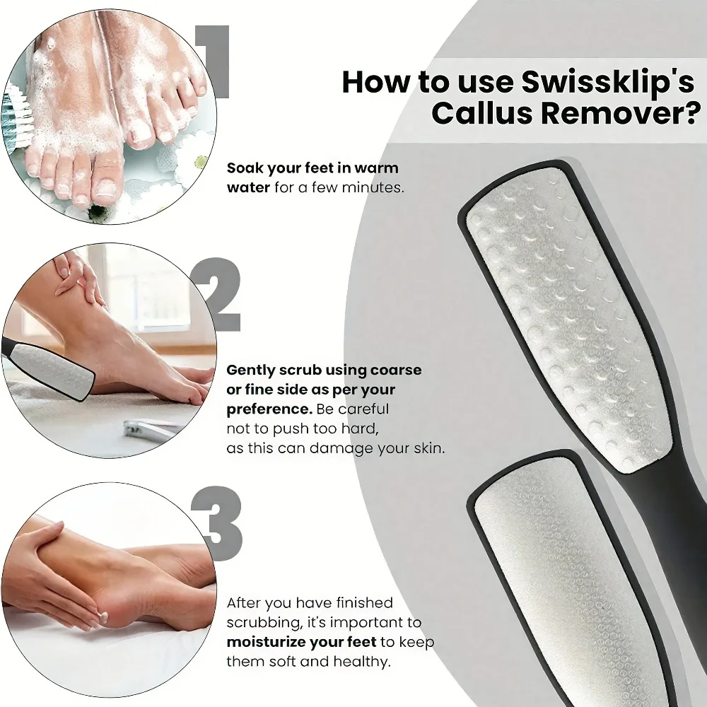 ​Stainless Steel Dual Sided Foot File Dead Skin Callus Remover Pedicure Scrubber Tool Wet Dry Use Professional Pedicure Tool​ view 3