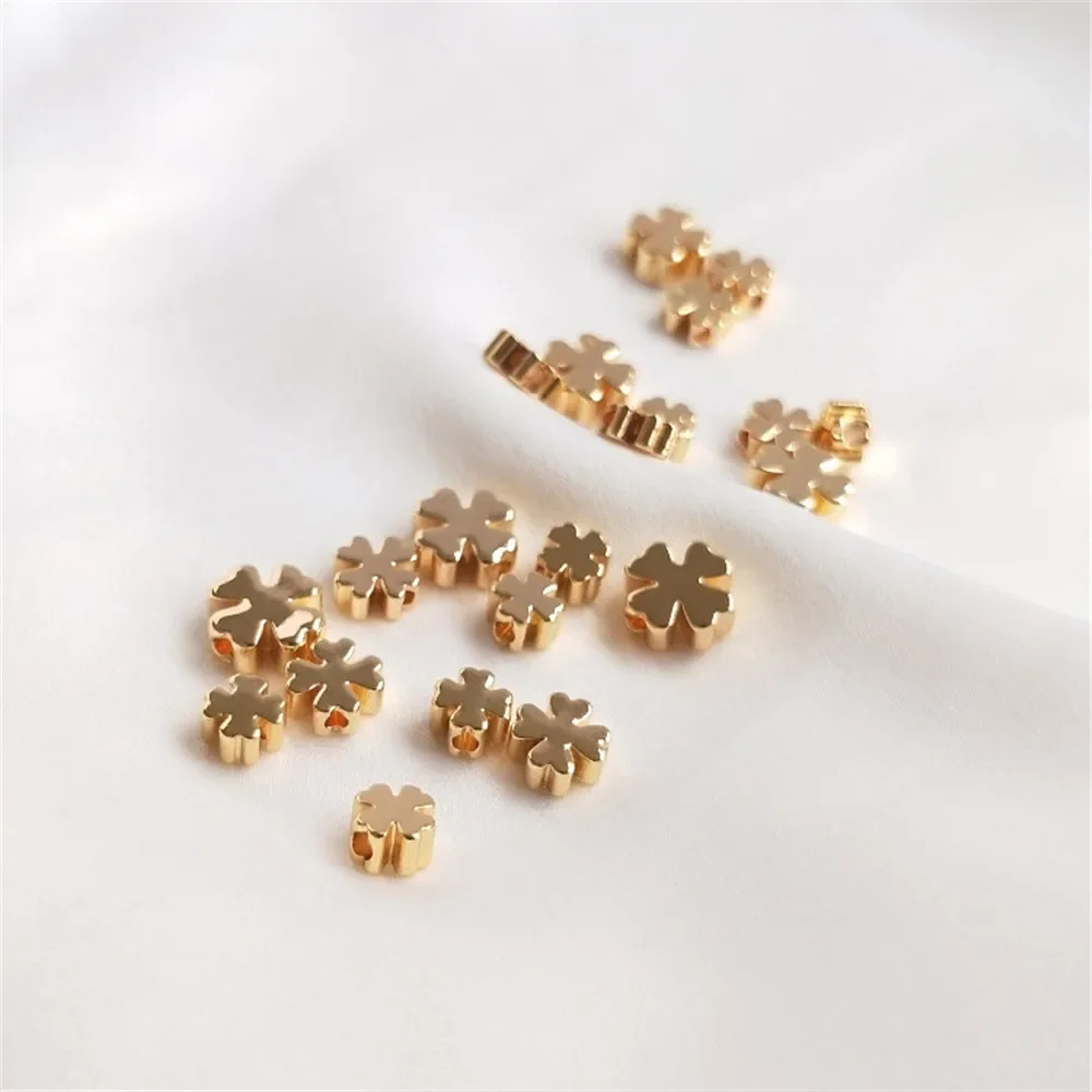 

14K plated gold cross heart flower beads pearl accessories DIY handmade bracelet jewelry materials