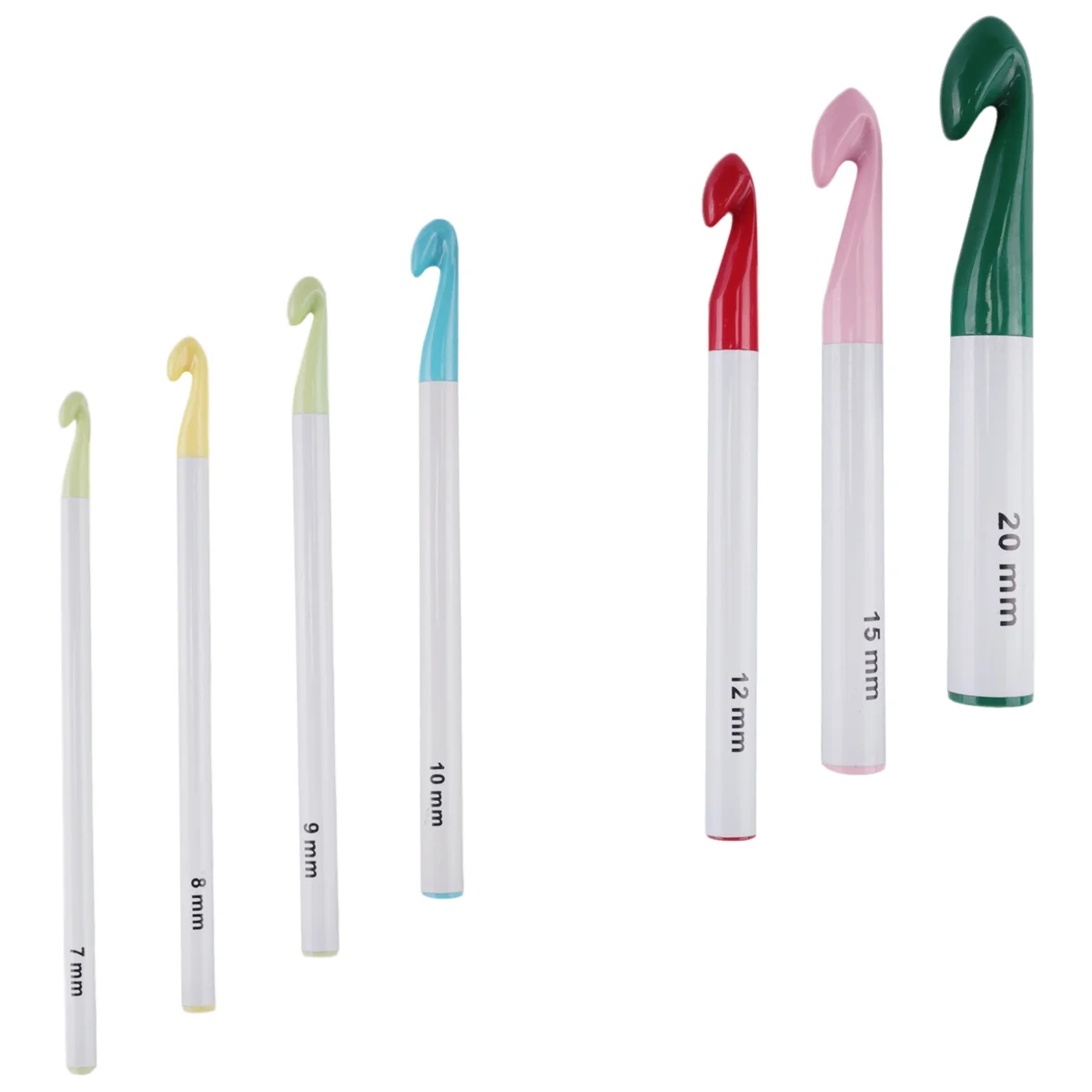 Juego de ganchos de ganchillo con mango de plástico, agujas de tejer, herramienta de cabeza gruesa, accesorios para manualidades DIY, 7mm, 8mm, 9mm, 10mm, 12mm, 15mm, 20mm