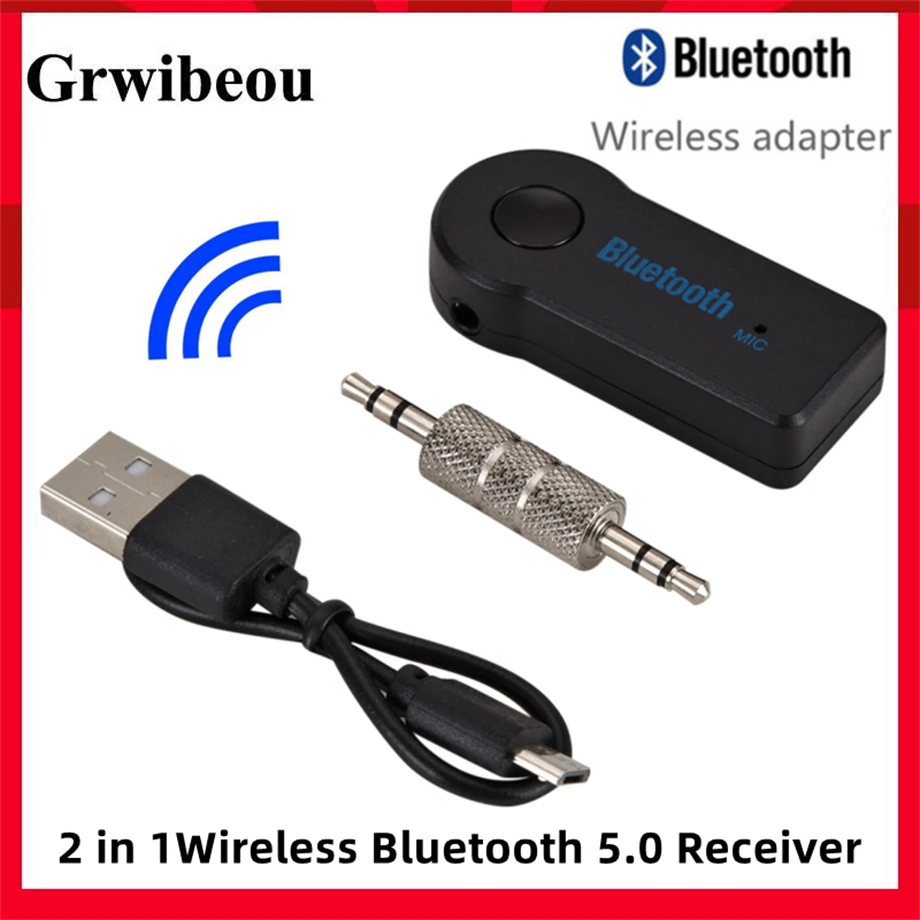 2 in 1 Wireless 5.0 Bluetooth Receiver Transmitter Adapter 3.5mm Jack For Car Music Audio Aux A2dp Headphone Reciever Handsfree