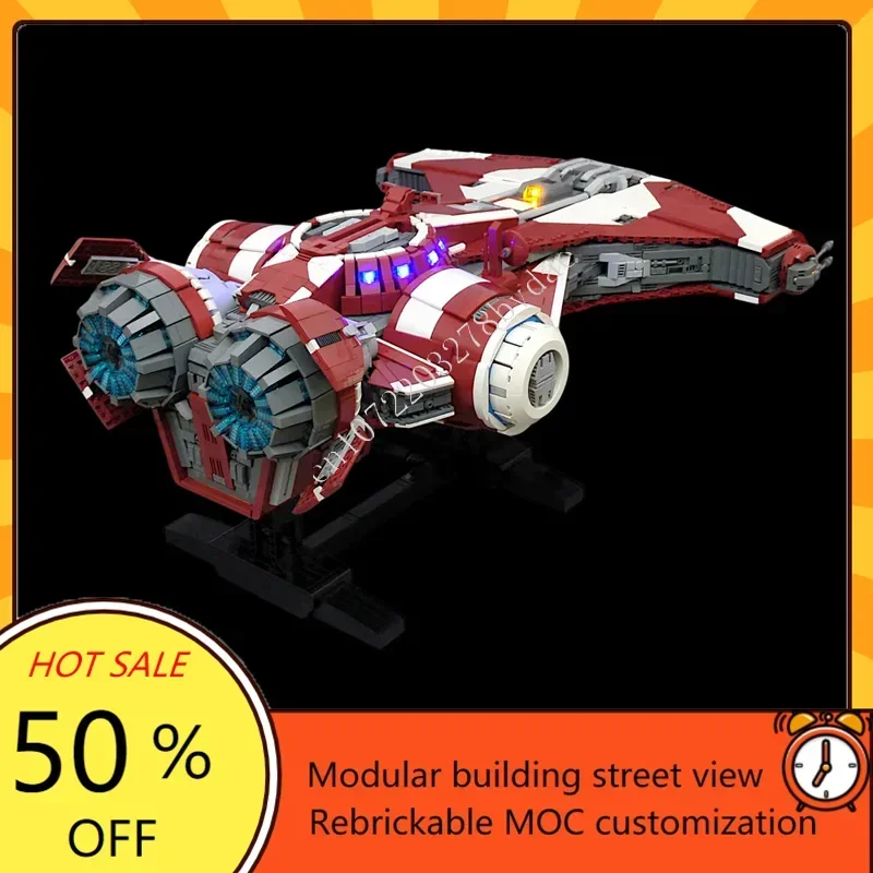 7674PCS UCCS Jedi Defender-Class Light Corvette Model Space War Military MOC SpaceShip Battle Model Custom Puzzles DIY Toy Gift