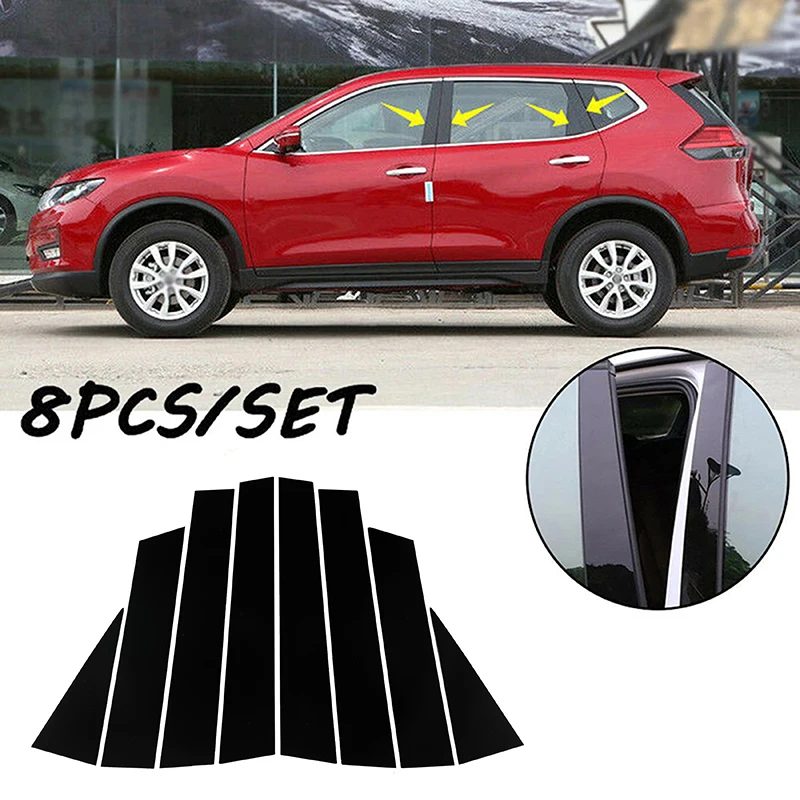 8 Pcs Car Pillar Posts Window Door Trims Cover Parts Fit For Nissan Qashqai J11 2016-2022 2016 2017 2018 2019 2020 2021 2022