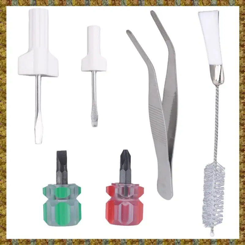 F-F 6-компонентный набор для чистки швейной машины включает пинцет, отвертку с двусторонней щеткой для ворса, для швейных инструментов