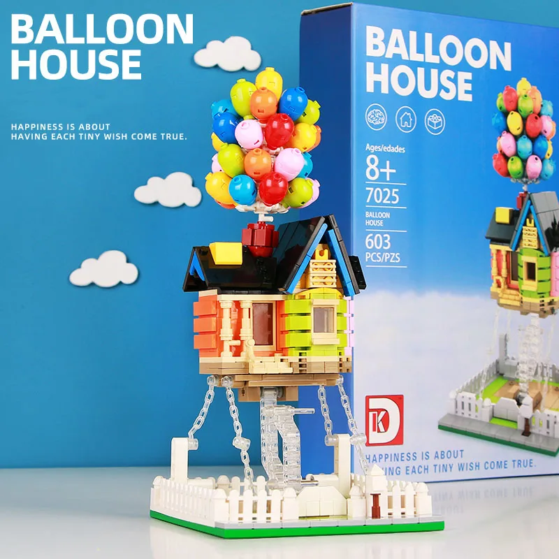 

Floating Balloon House Building Blocks Architecture Bricks Collection Of Furnishing Articles Sculptures Modular Toys Kids Gifts