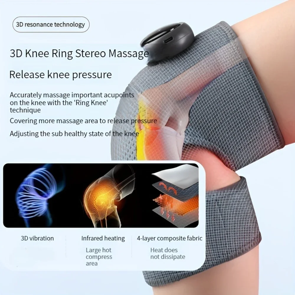 Vibration Heated Knee Massager Shoulder Brace 3-In-1 Heated Knee Elbow Shoulder Brace Wrap 3 Adjustable Vibrations Heating Modes
