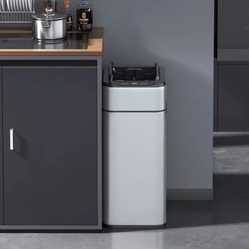 Smart Trash Can with Lid  Automatic Self-Sealing Waste Bin for Kitchen Touchless Garbage Can Large Capacity Electric Dustbin