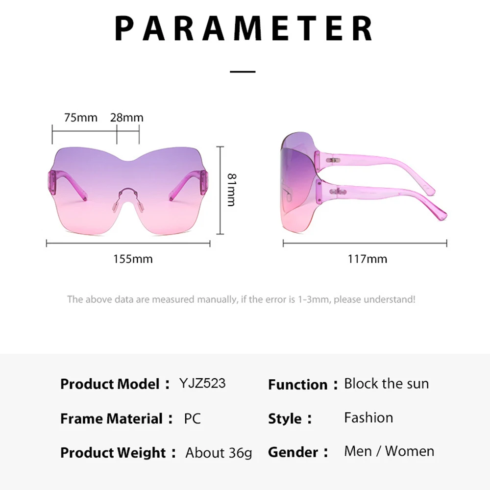 One Piece Oversized Sunglasses Goggles Women Men Colorful Sports Y2k Sun Glasses Driving Shades Brand Designer Eyewear Glasses