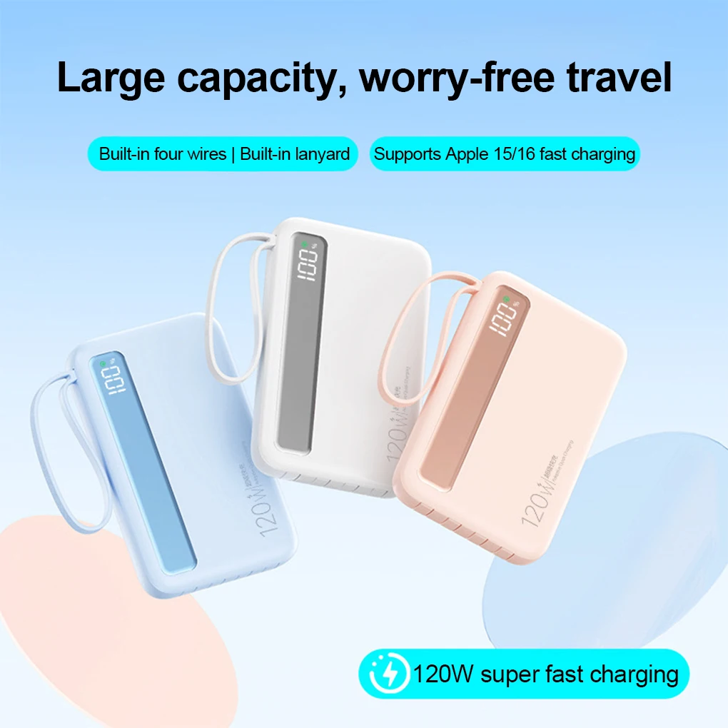 آيفون Xiaomi سامسونج 20000mAh 22.5W شحن سريع للغاية شاشة رقمية ذكية مع أربعة كابلات مدمجة باور بانك portátil