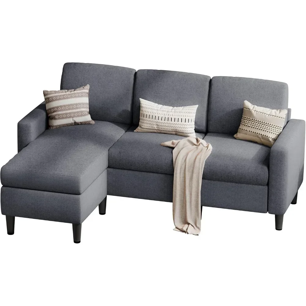 Sofa, L-Shaped Couch Sofa for Living Room Convertible Sectional Sofa with Reversible Chaise Modern Linen Fabric, Sofa