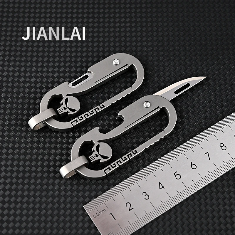 

NEW Titanium Alloy keychain Knife High Hardness D2 Blade Keychain Pendant Pocket Paring Knife Outdoor EDC Self-defense Tool