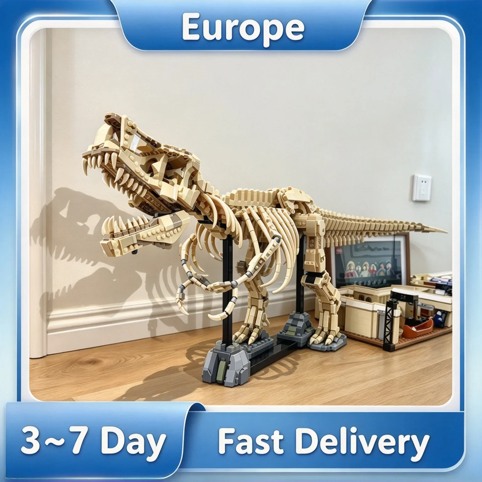 Zestaw klocków do budowania skamieniałości dinozaura MOC, 3145 elementów, model kości tyranosaura do samodzielnego montażu, klocki do budowy dinozaura dla dzieci i dorosłych, kolekcjonerski model do (No box)