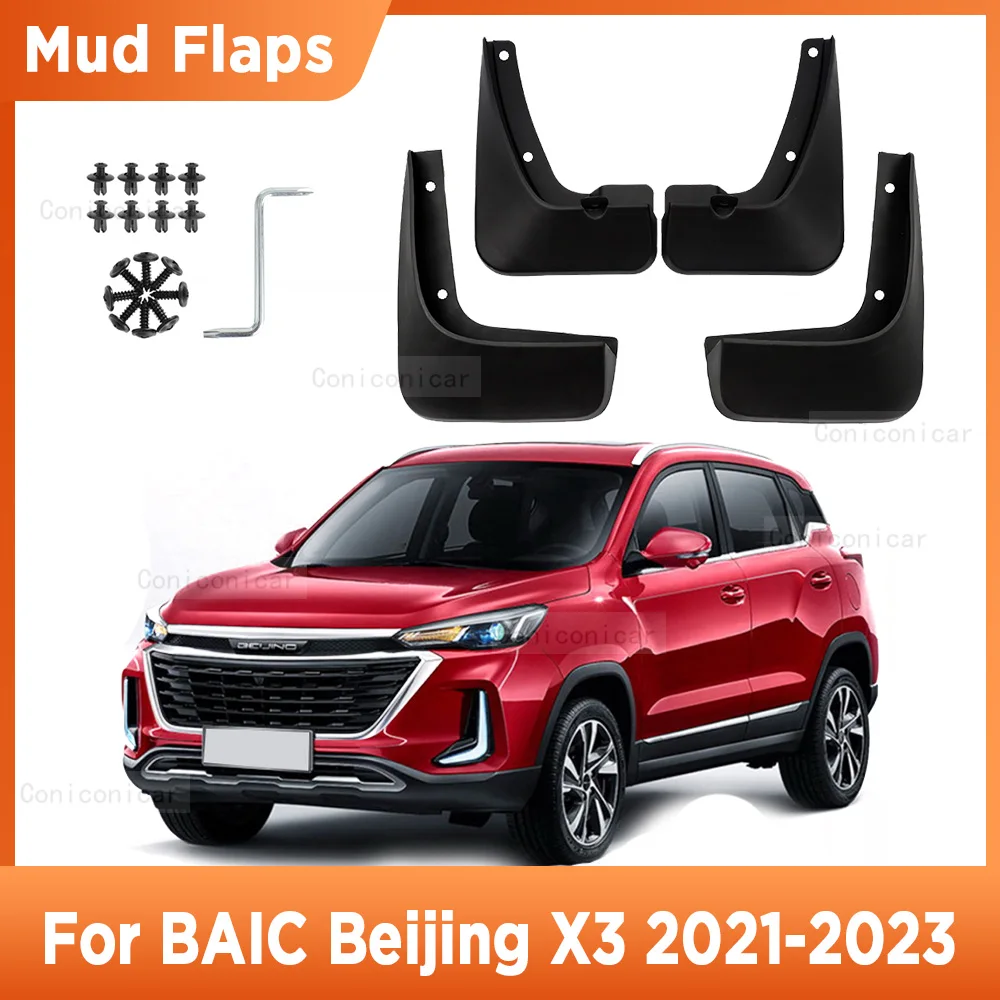 

4Pcs For BAIC BEIJING X3 2021 2022 2023 Mudflaps Mud Guards Flaps Splash Guards Mudguards Fender Front Rear Wheel Accessories