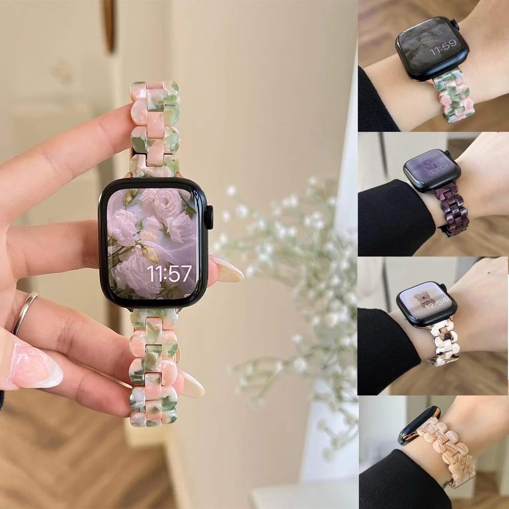 Wąski pasek lodowcowy do zegarka Apple Watch 45 mm ultra2 49 mm 44 mm 38/40 mm 41 mm 42 mm Żywiczna bransoletka iwatch serii 9/8/7/SE 6 5 4