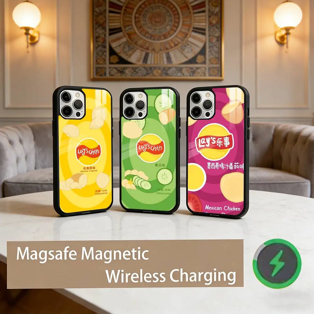 

Potato Chips L-Lay-s Phone Case For iPhone17,16,15,14,13,12,11 Plus,Pro Max Magnetic For Magsafe Wireless Charging
