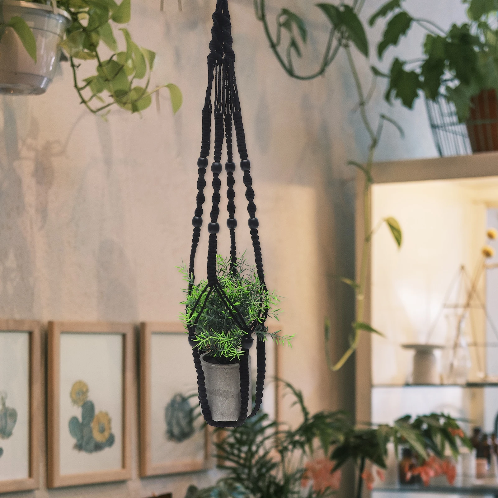 

2pcs Macrame Plant Hanger Hanging Basket Indoor Outdoor Wall Mount Ceiling Rope Holder For Bedroom Durable Small Hanging Planter