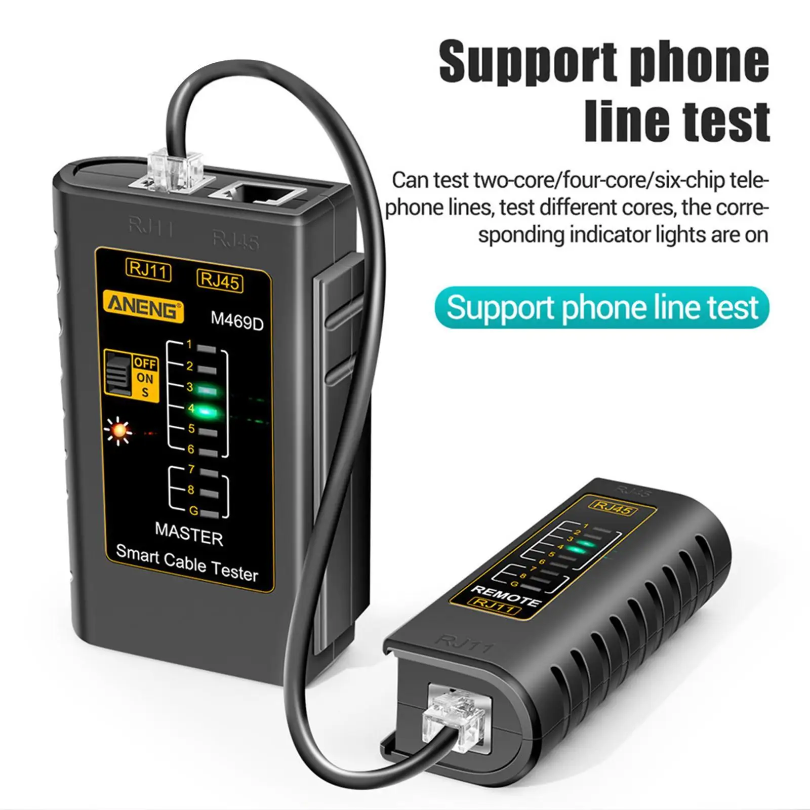 Ethernet Cable Tester Network Testing Tool Cat5 Cat5E Cat6 for Network Yellow