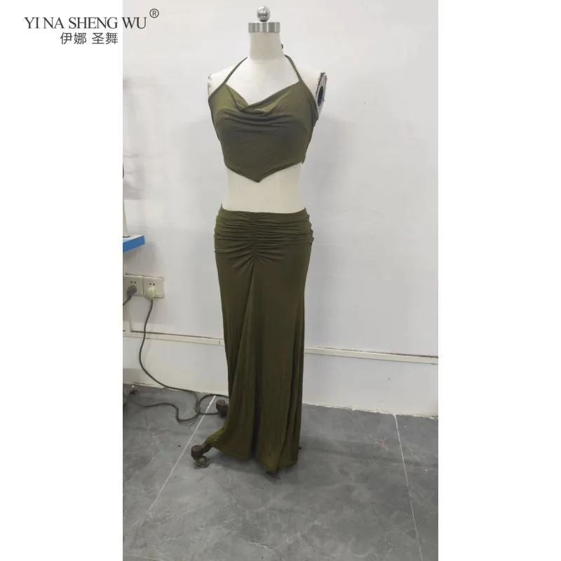 Women's Belly Dance Performance Costume Modal Camisole Tank Top Split Skirt Practice Outfit Oriental Dancewear For Female Dancer