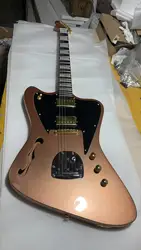 Chinese factory makes high-end custom 6-string electric guitars, semi-hollowed out body, rose gold, support custom, free shippin