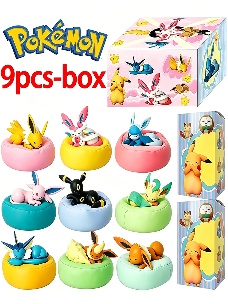 Anime Pokemon Eevee Schlafpositionen-Serie Blind Box Sylveon Umbreon Flareon PVC-Spielzeug Desktop-Dekoration Modell Weihnachtsgeschenk