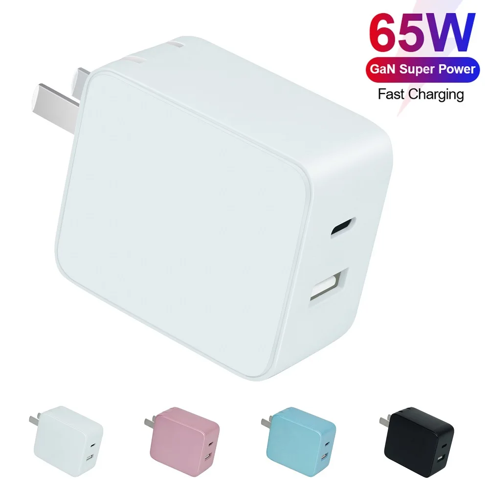 65 W GaN Ladegerät 2 Ports USB C Wandfalte Schnellladung 4.0 3.0 QC4.0 PD3.0 PD QC Typ-C Adapter für iPhone 14 13 Pro MacBook