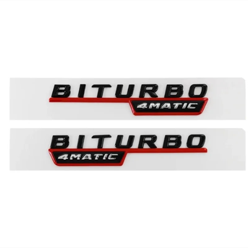 2Pcs Biturbo 4matic Logo Letters Car Fender Emblem Badge Sticker For Mercedes Benz C43 E43 GLE43 GLC43 AMG W205 W213 Accessories