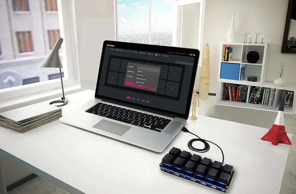 12 مفتاحًا لوحة مفاتيح ألعاب ميكانيكية صغيرة بيد واحدة لوحة مفاتيح USB-C سلكية OSU لوحة مفاتيح قابلة للبرمجة قابلة للتبديل السريع