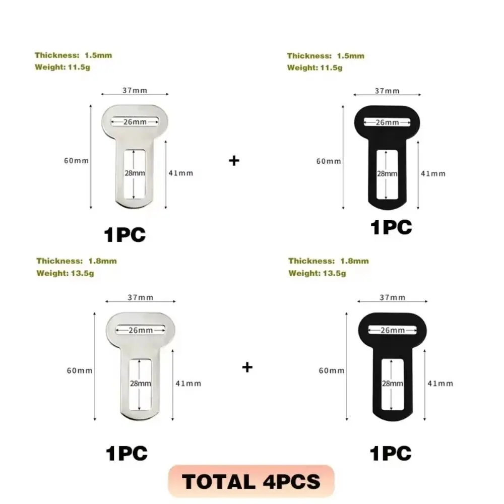 4 Stück Metall-Sicherheitsgurtadapter, Robuster Eisen-Sicherheitsgurtclip, Dicker, Leicht zu Installierender Sicherheitsschnalle-Einsatz für Haustiere – Detail 1