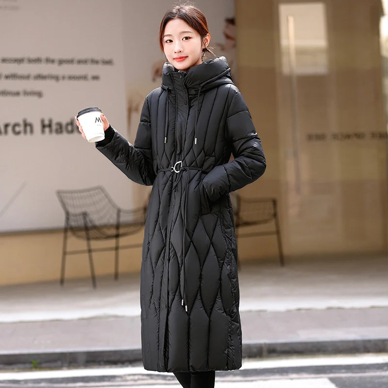 New Women Winter Jacket Slim Hooded Long Parkas Warm Cotton Padded Coats Fashion Middle Aged Down Cotton Jacket Female Outerwear