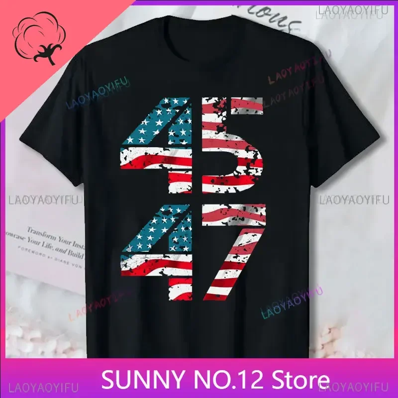 President Donald Trump 45 47 T-shirt Trump Election 2024 Second Term MAGA Tee Casual Fashion Short-sleev Funny Top Fashion print