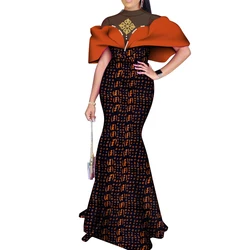 African Dresses for Woman Party Elegant Africa Female Outfit Fashion Lady Print Wax Large Size Evening Long Dress WY658