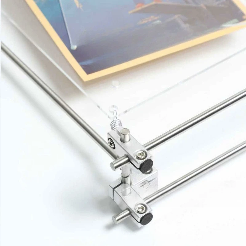 Stainless steel poster holder photo frame transparent suspension magnetic attraction fixed home ornament order card