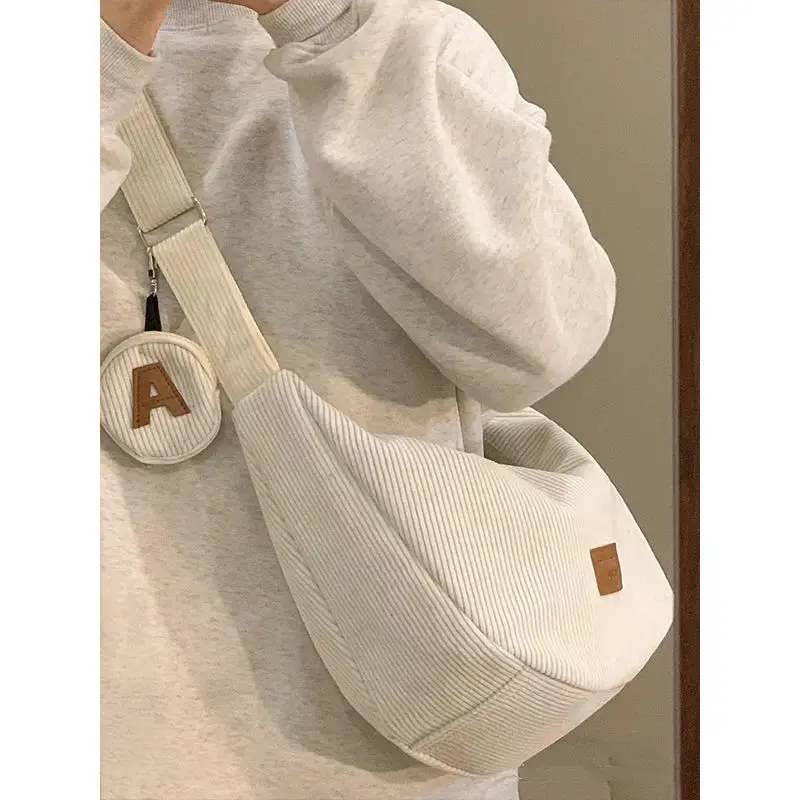 

Large Capacity Women Crossbody Solid Color Dumpling Bags Corduroy Shoulder Bag Fashionable Messenger Bag Leisure Armpit Bags
