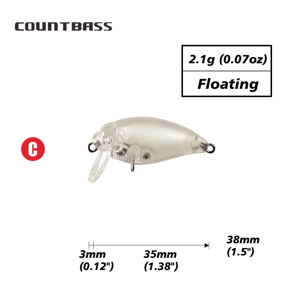 Countbass 10Pcs Blank Hard Lures, 32mm/1.26\