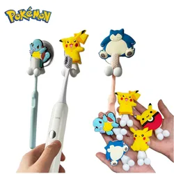 Pokemon Pikachu Toothbrush Holder Cartoon Wall Hook Strong Self Adhesive Hangers Hook Suction Heavy Load Rack Sucker for Kitchen