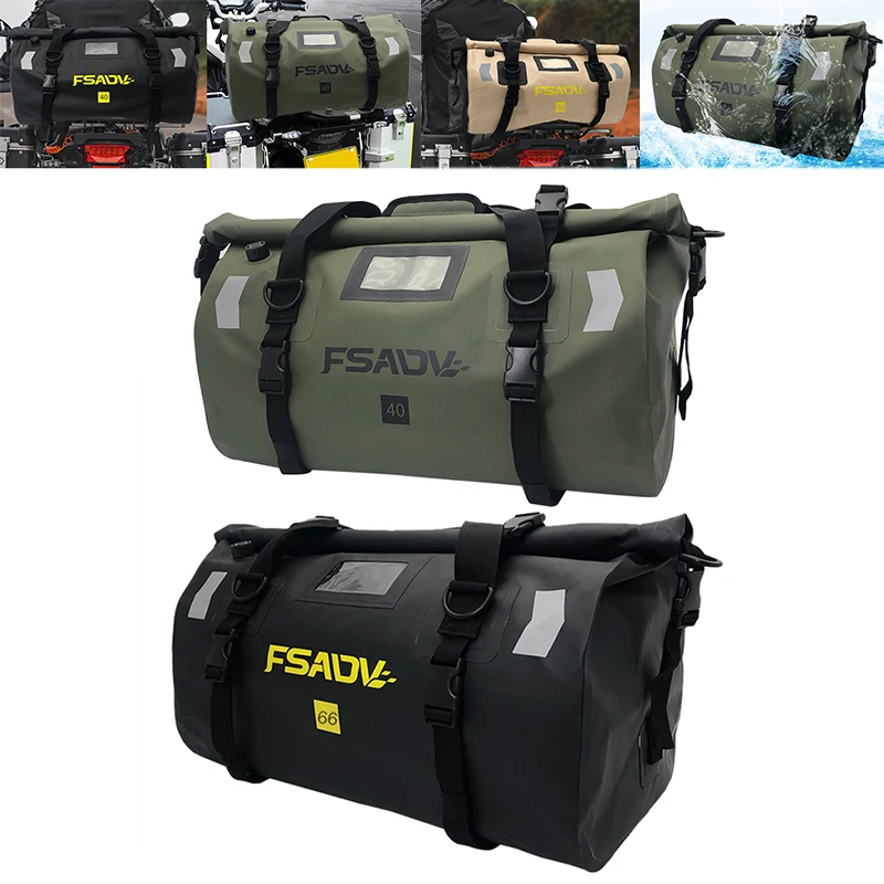 

Универсальные мотоциклетные водонепроницаемые сумки для заднего сиденья, дорожная сумка для велоспорта, кемпинга, мотоцикла, скутера, спортивный чемодан 66 л 40 л
