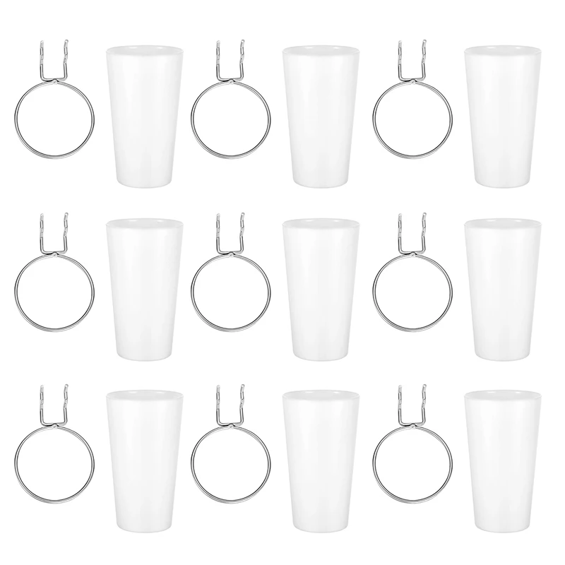 

12 Sets Pegboard Bins with Rings Ring Style Pegboard Hooks with Pegboard Cups Pegboard Cup Holder Accessories (White)